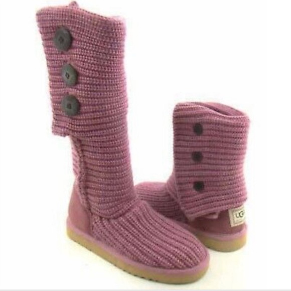 UGG Shoes - UGG Pink Knit Cardy Tall Boots